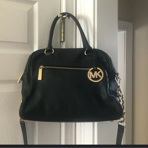 Michael Kors Black Satchel with Gold Accents
